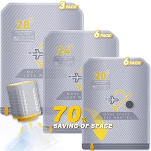 15-Pack Vacuum Bags for Travel with Wireless Rechargeable Pump, Carry-on Size Compression Packing Bags for Luggage & Suitcase, Space Saver for Clothes & Clothing, 15 Combo Travel Size, Fast 3S Vacuum