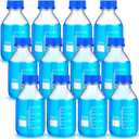 Irenare Media Storage Bottles Borosilicate Storage Glass Scientific Round Graduated Media Bottle with Blue Gl45 Screw Cap for Lab Water Reagent Liquids(500 ml,12 Pcs)