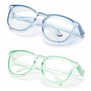 Alsenor Safety Glasses Anti Fog Goggles Protective Eyewear Blue Light Blocking Anti Dust UV Protection Glasses For Men Women (2 Pack (SkyBlue + Jade))