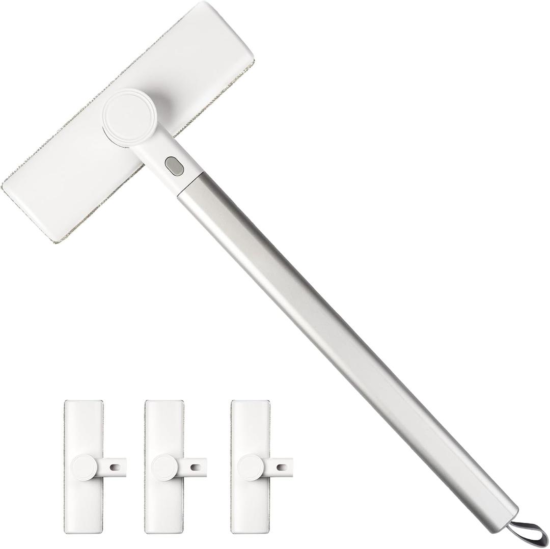 Mesh Screen Cleaner, Window Screen Clean Tool with 4 Brush Head 9" Wide Brush Window Cleaner Tool, Wet and Dry Dual Use