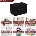 STOREONE Fabric Storage Cube Bins Foldable Organizer Container Collapsible Basket with Lids and Metal Handles, for Home, Bedroom, Closet 6 Pcs (Black)