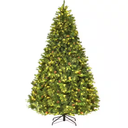 8 ft. Pre-Lit LED Artificial Christmas Tree Hinged with 600 LED Lights and Pine Cones