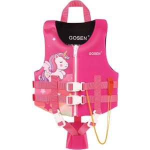 GOSEN Toddler Swim Vest Kids Floaties - Swim Jacket for 1-8 Years (24-80LBS) - Children Pool Float with Dual Adjustable Safety Straps, Swimming Aid for Boys and Girls (Medium, Pink Unicorn)