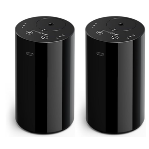 Waterless Essential Oil Diffuser, Portable Aromatherapy Diffuser with 20mL Capacity, Battery Operated Mini Scent Diffuser,3 Mist Levels & Timers, Leak-Free, for Home, Car, Office (Black 2 Pack)