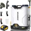 JESIMAIK Battery Powered Backpack Sprayer 4.8 Gallon, 4.0Ah Battery Electric Backpack Sprayer with Telescopic Wand & 5 Nozzles, 120 PSI Handle-Mounted Adjustable Pressure for Weed Lawn Garden