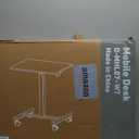 Sweetcrispy Mobile Small Stading Desk - Sit Stand Desk, Portable Rolling Laptop Desk with Lockable Wheels, Computer Workstations, Adjustable Height, White (Modern)