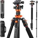 K&F CONCEPT Tripod for Camera, 78" Aluminum Camera Tripod, 81" Tripods & Monopods, Stable Heavy Duty Travel Tripod for DSLR Cameras, Max Load 22 lbs (K234A7+BH-28L)
