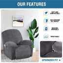 H.VERSAILTEX Velvet Recliner Chair Covers 1-Piece for Reclining Chair, Recliner Cover Feature Thick Luxury and Soft Fabric with Elastic Bottom, Anti-Slip Foams Attached (Grey, X-Large)