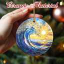 2 x Christmas Ornaments, 2.8 Inch Ceramic Hanging Ornament, Christmas Tree Ornaments, Xmas Decorations, Holiday Decorations, Holiday Party Gifts, and Xmas Gift Ideas - Sea Wave