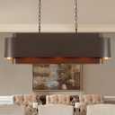 40" Modern Farmhouse Linear Chandelier, Dining Room Light Fixture Over Table Kitchen Island Lighting Metal Rustic Industrial Pendant Light Oil-Bronze