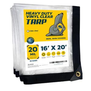 Seal Skin Covers 16-ft x 20-ft White Waterproof Commercial Vinyl 20-mil Tarp, Clear