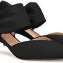 Coutgo Womens Low Kitten Heel Dress Shoes Pointed Toe Slip on Ankle Strap Cutout Elegant Party Wedding Pumps 8