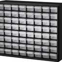 Akro-Mils 64-Drawer Plastic Drawer Storage Cabinet for Garage Organization, Bead Organizer, Building Bricks Storage, Teacher Toolbox, Makeup Organizer, 20" W x 6" D x 16" H, 10164 Black