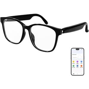 AI Smart Bluetooth Glasses, Bluetooth 5.4, Open-Ear Translation Sunglasses with 144 Languages & Accents, Polarized UV400 Lenses for Daily Travel Business Outdoor Sports (Black Frame Transpraent Lens)