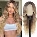NAYOO Long Wavy Wigs for Women 26 Inch Middle Part Curly Wig Synthetic Heat Resistant Fiber Women Wigs for Daily Party Use (
Ombre Blonde
)