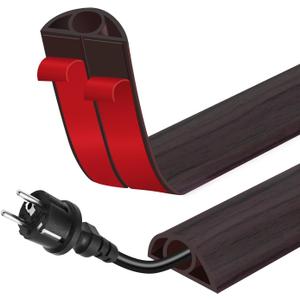 Floor Cord Cover for Wires on Floor Self Adhesive Cord Hider Floor Cable Management Wire Covers for Cords Protector Prevent Cable Trips Cord Cavity W 0.32" x H 0.32", Black Walnut, 20Ft