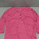 Womens Tops 3/4 Sleeve V Neck Button Down Shirts Business Casual Outfit Basic Tees Summer Top 2025 (Large, Rose)