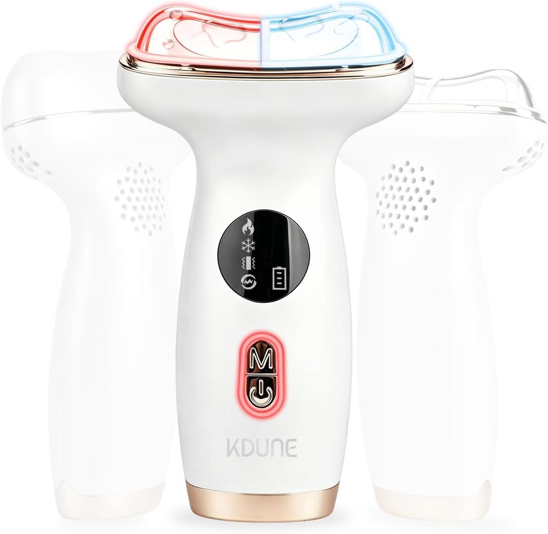 7-in-1 Microcurrent Facial Device, Red Light Face & Neck Massager | 7 LED light modes with hot & cold compress and vibration. AM depuff, PM relax for face, neck & jaw. Face Sculpting, Lifting