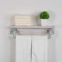 MBQQ Industrial Pipe Shelf,Rustic Wall Shelf with Towel Bar,20" Farmhouse Towel Racks for Bathroom,Floating Shelves Wall Mounted Home Decor Wooden Shelving,Retro White, 20in
