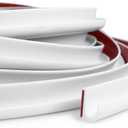 RV J-Shape Rain Gutter Rubber Drip Rail 40Ft, 1/2 Inch RV Trim Molding, Weather Stripping with Self-Adhesive, Roof Rain Diverter Fit for Car, Truck, Boat and Home Application (White)