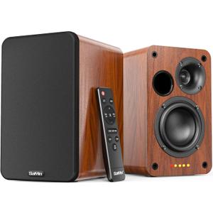 Saiyin Bluetooth Bookshelf Speakers, 30W X 2 Powered TV Speakers with 3.5 Inch Woofer, Turntable Speakers with Optical/AUX/RCA Input for PC and TV