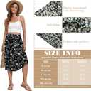 Womens Casual Midi Skirt Dresses with Pockets Pleated High Waist Floral Print Knee Length Skirt(White flo-Black,XL) (Black)