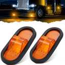 2PCS 6.5 Inch Oval LED Side Marker Lights 24 LED Mid Turn Signal Amber Marker Lights w/Reflex Lens, Rubber Grommet Sealed 6 Inch Led Mid-Ship Marker and Turn Signal Lights for Semi Trucks Trailers RVs