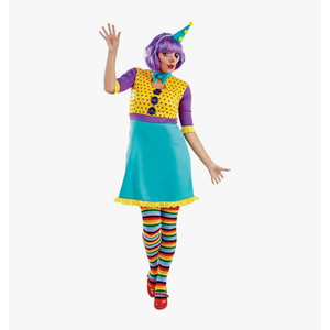Fun Shack Clown Costume for Women, Colorful Circus Dress, Carnival Outfit. Medium