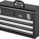 VEVOR Metal Tool Box, 20.5-inch, Portable Metal Tool Box with 3 Drawers, Small Tool Chest with EVA Liners, Ball Bearing Slide Drawers Locking & Powder Coated Finish, Multi-Function Tool Organizer