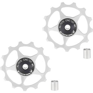2PCS 13T Bicycle Rear Derailleur Pulley Jockey Wheel Aluminium Alloy Guide Wheel Bike Derailleur Accessories Guide Roller Part for Mountain Road Bikes Bicycles