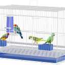 20" Stackable Flight Bird Cage, Designed for Parakeets & Multiple Bird Species, with Slide-Out Tray & Convenient Handle, for Cockatiels, Conures, Lovebirds, Canaries, & More, Stylish White Aviary
