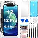 for iPhone 12/12 Pro Screen Replacement Kit 6.1 inch, 3D Touch LCD Screen Display Digitizer Frame Assembly
