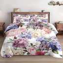 WeCozy Twin Size Comforter Set with Pillowcase, Painting Floral Rose Flower Hydrangea Soft 2 Pcs Bedding for Kids and Adults Bedroom Bed Decor