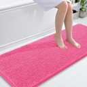 OLANLY Bathroom Runner Rugs 59x24, Soft Absorbent Chenille Bath Rugs, Rubber Backing Quick Dry, Machine Washable Long Bath Mats for Bathroom Floor, Tub and Shower, Home Decor Accessories, Hot Pink