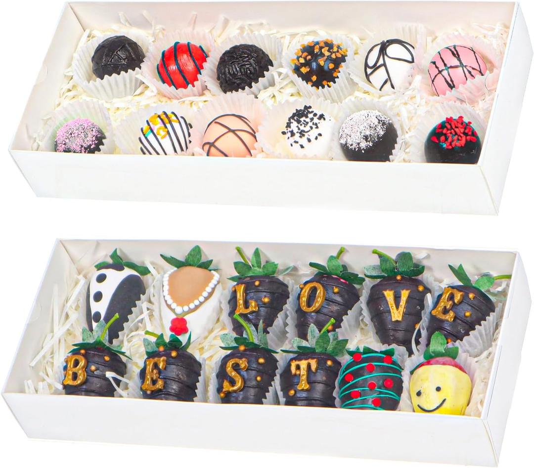 TEMLQPACK 20Pack 12x 4.8 x 2Inches Clear Chocolate Covered Strawberries Boxes for 12 Cookies Boxes Charcuterie Boxes Bakery Boxes Cakesickle Gift Boxes for Christmas Valentine's Mother's Day