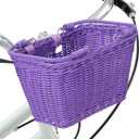 Little World Bike Basket Front Bicycle Bike Baskets for Kids - Handwoven, Detachable Front Handlebar Basket, Ideal for Shopping, Commuting, and Pet Carriers 1 Pack (Purple)