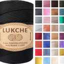 Polyester Macrame Cord 2mm x 251 Yards, 100% Polypropylene Premium Macrame Rope, Colorful Yarn Crochet Macrame Bag Craft for Wall Hangers, Bags, Bottom Plates, Carpets (Black, 1 Skein) 3pc