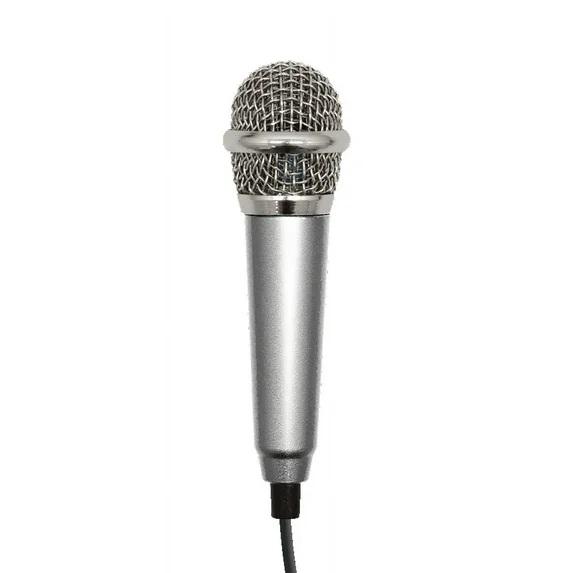 Selfie Stick Portable Mini Condenser Microphone With 3.5mm Aux Connector, Silver