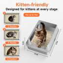 Stainless Steel Cat Litter Box, Odor Free Metal Litter Box with High Sides Lid, Open Top Low Entry Litter Pan Include Scoop Easy Cleaning Anti-Scratch Kitty Cat Box Anti-Urine Leakage, Non-Sticky