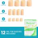 Povihome Toe Sleeves, Toe Protectors, 12 Pack Toe Tube Pads for Hammer Toe,Stubbed Toe,Corns, Calluses Protect (3 Different Sizes, Beige)