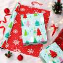WERNNSAI Christmas Tree Wrapping Paper - 1 Roll 17x 33 ft Christmas Gift Wrap Paper Reversible Snowflake Wrapping Supply Red Green Holiday Gift Wrap for Kids Family Friends Xmas Winter Party