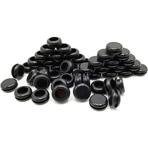 1/2 Rubber Grommets for Wiring, 3/8 in ID Double-Sided Rubber Plugs for Round Holes, Firewall Grommet Automotive, Wire Cable Protection for Metal Electric Box, 50 Pcs 10x12 mm, Black