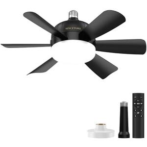 SINCETORE Ceiling Fans,18" Low Profile Ceiling Fan with Lights Remote Control, Socket Fan Lighting & Ceiling Fans, Indoor/Outdoor Ceiling Fan with Lights Flush Mount, (black)