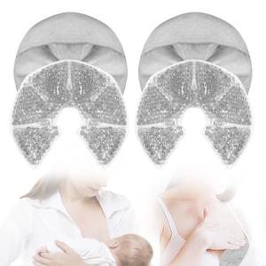 CONBELLA Breast Ice Packs, Breast Therapy Pack for Engorgement Hot and Cold Breastfeeding Gel Pads for New Mom Essentials Reusable Gift for Relieve Clogged Ducts, Nipple Pain, Improve Milk Flow (#9 Grey)