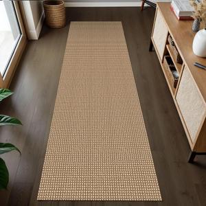 KOZYFLY Boho Runners for Hallways 2x7 ft Washable Kitchen Runner Non Slip Rubber Backed Hall Runners Cotton Entryway Runner Rugs Floor Carpet for Indoor Backdoor Bedroom Kitchen, Tan/Orange/Brown