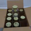 North Mountain Supply 32 Ounce Quart Glass Regular Mouth Mason Canning Jars - With Gold Safety Button Lids - Case of 12