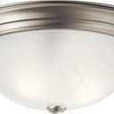 Kichler 15.25" Flush Mount Ceiling Light in Brushed Nickel, 3-Light Fixture with Clear Satin Etched Glass, Brushed Nickel, (15.25" x 6"), 8110NI