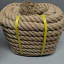 Jute Rope 1-1/2 Inch 50 Feet, Heavy Duty Rope Thick Twisted, Natural Hemp Rope for Crafts, Gardening, Bundling, Climbing, Hammock, Nautical, Tug of War, Railings, Home Decorating