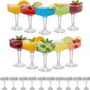 20 Pack Ribbed Martini Glasses- Plastic Coupe Glasses, Clear Cocktail Cups for Champagne Tower, Wedding, Birthday Party Supplies