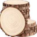 FUNSUEI 12 PCS 6-7 Inches Unfinished Natural Wood Slices, Natural Wood Coasters with Bark, Wooden Circles for DIY Arts and Christmas Ornaments,Wedding